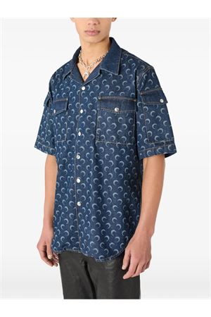 Dark blue cotton denim shirt MARINE SERRE | MSI062ARDEN0002BL80
